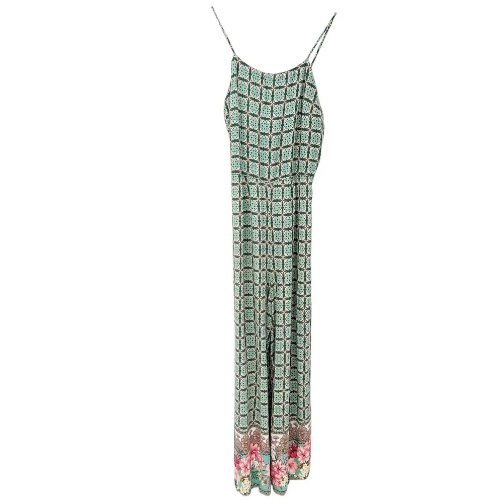 Farm Rio Honolulu Jumpsuit Size Small Green Floral Motif‎ Coastal Boho Global